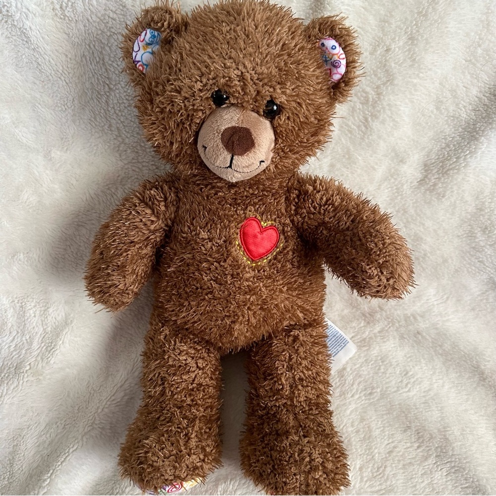 Build-A-Bear Workshop Hearts 'n' Hugs Teddy Stuffed Animal 16” Brown Doodle BAB